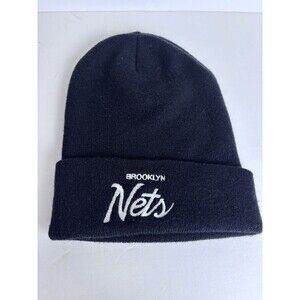 Mitchell & Ness Brooklyn Nets Black Beanie Winter Cap NBA Hat Embroidered Adult